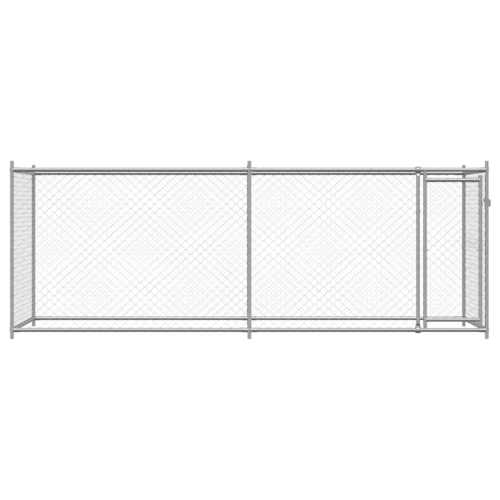 Cușcă pentru câini cu ușă, gri, 4x2x1,5 m, oțel galvanizat