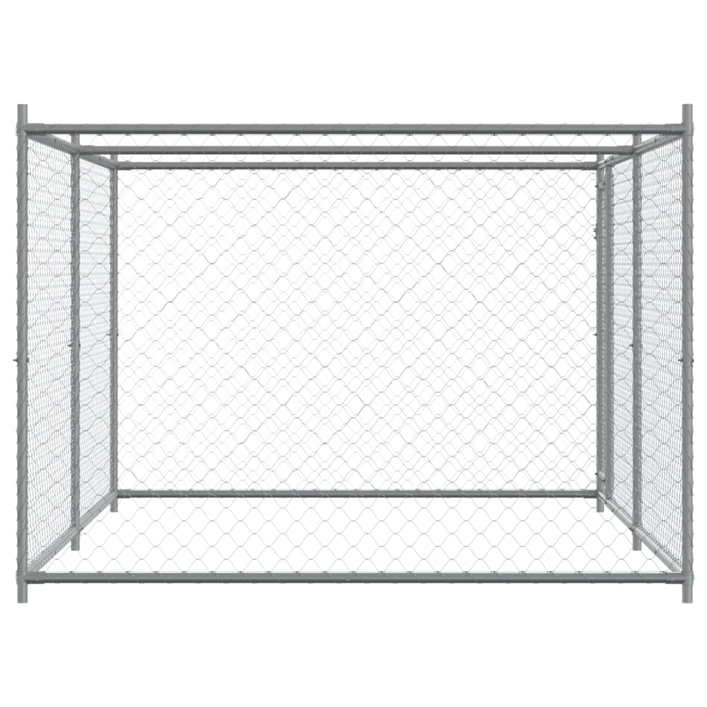 Cușcă pentru câini cu ușă, gri, 4x2x1,5 m, oțel galvanizat