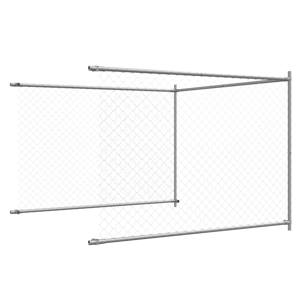 Cușcă pentru câini cu ușă, gri, 4x2x1,5 m, oțel galvanizat