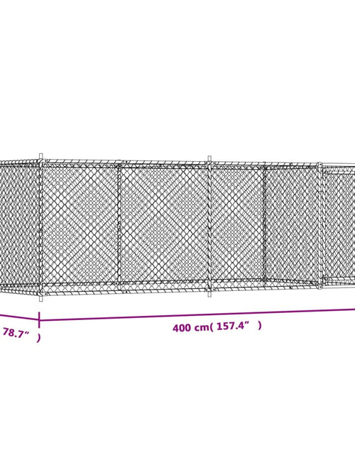 Încărcați imaginea în vizualizatorul Galerie, Cușcă pentru câini cu ușă, gri, 4x2x1,5 m, oțel galvanizat
