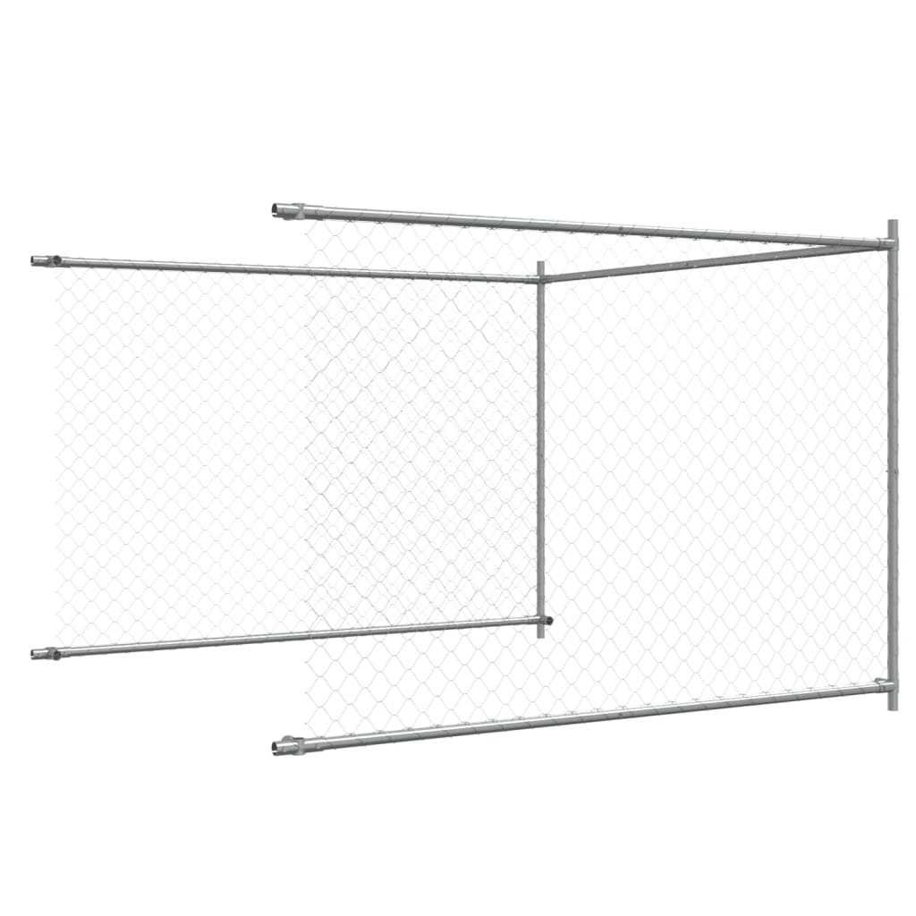 Cușcă pentru câini cu ușă, gri, 6x2x1,5 m, oțel galvanizat