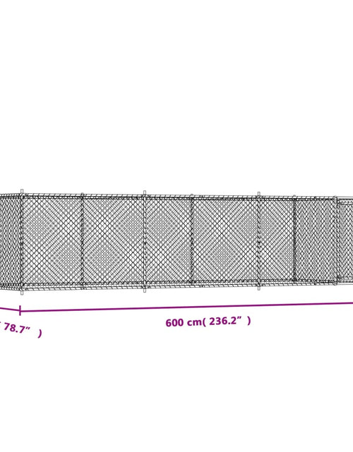 Încărcați imaginea în vizualizatorul Galerie, Cușcă pentru câini cu ușă, gri, 6x2x1,5 m, oțel galvanizat
