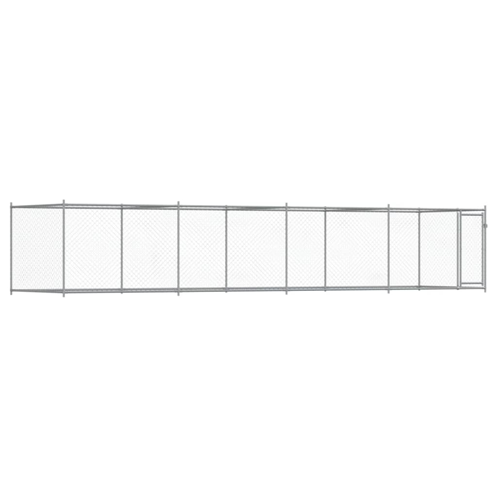 Cușcă pentru câini cu ușă, gri, 8x2x1,5 m, oțel galvanizat