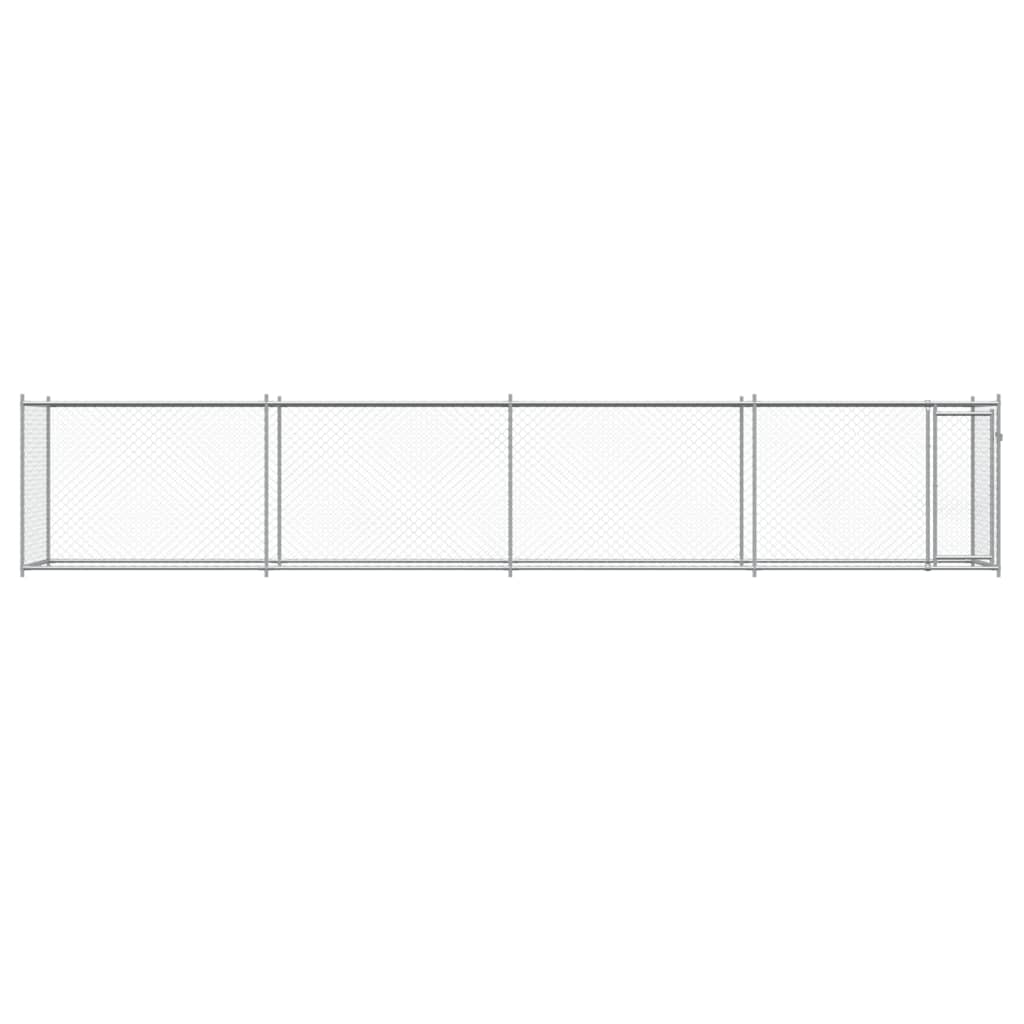 Cușcă pentru câini cu ușă, gri, 8x2x1,5 m, oțel galvanizat