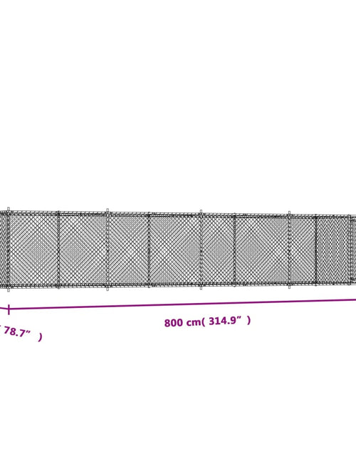 Încărcați imaginea în vizualizatorul Galerie, Cușcă pentru câini cu ușă, gri, 8x2x1,5 m, oțel galvanizat
