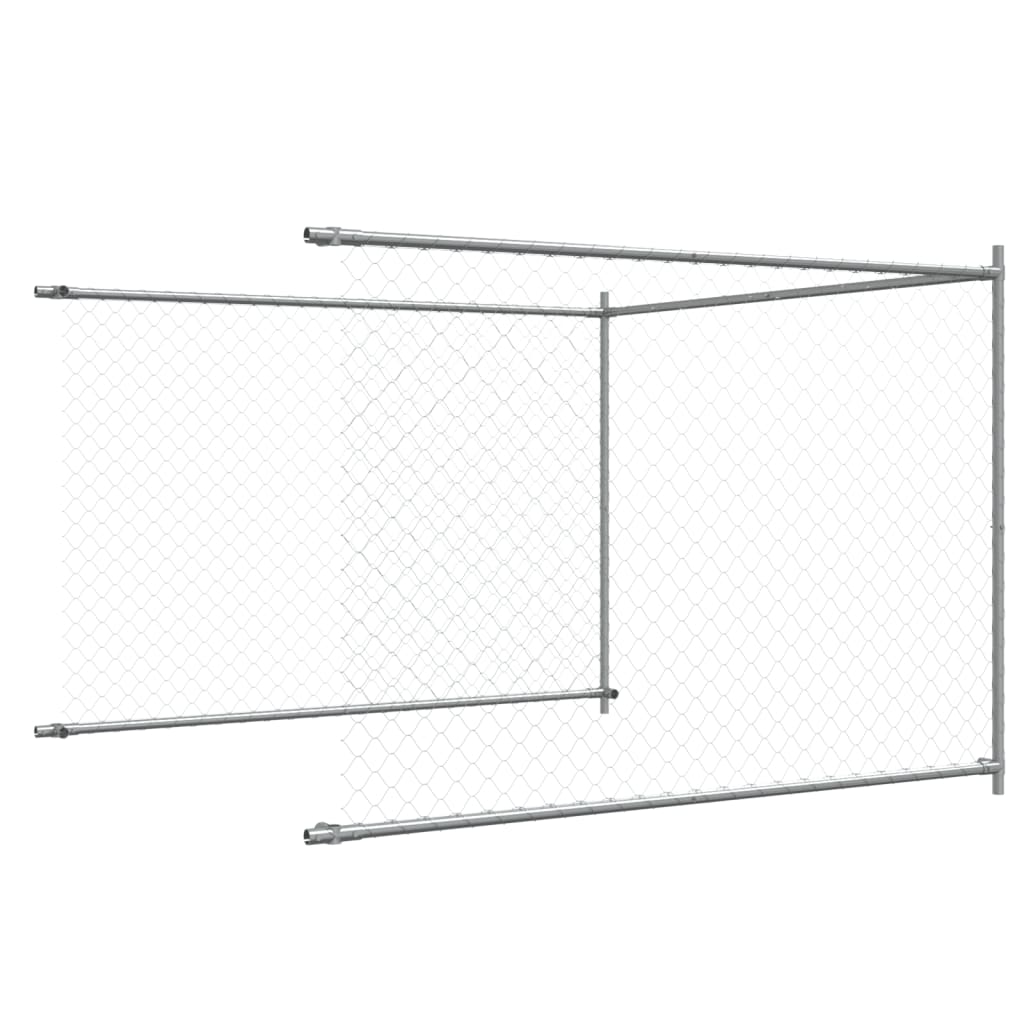 Cușcă pentru câini cu ușă, gri, 10x2x1,5 m, oțel galvanizat