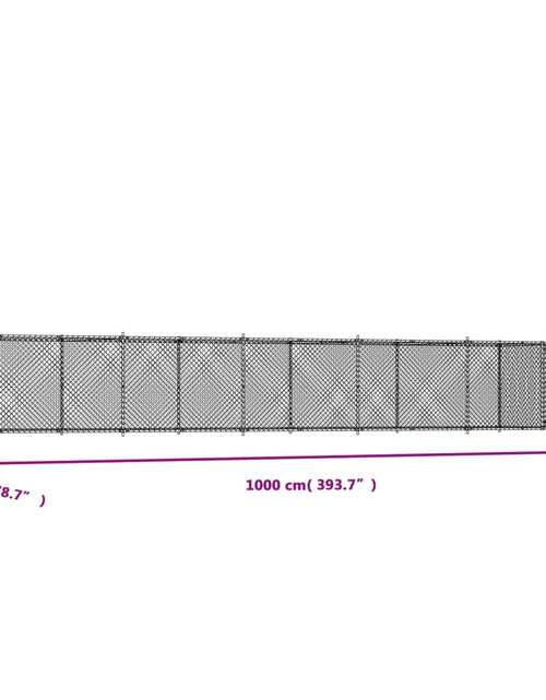 Încărcați imaginea în vizualizatorul Galerie, Cușcă pentru câini cu ușă, gri, 10x2x1,5 m, oțel galvanizat
