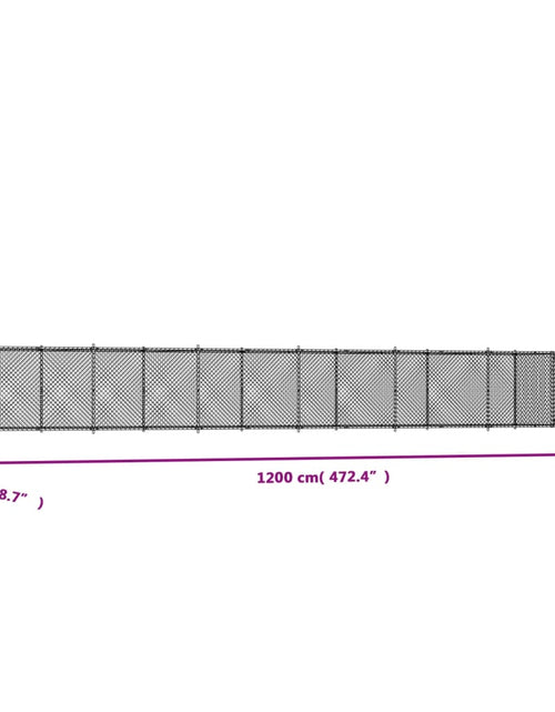 Încărcați imaginea în vizualizatorul Galerie, Cușcă pentru câini cu ușă, gri, 12x2x1,5 m, oțel galvanizat
