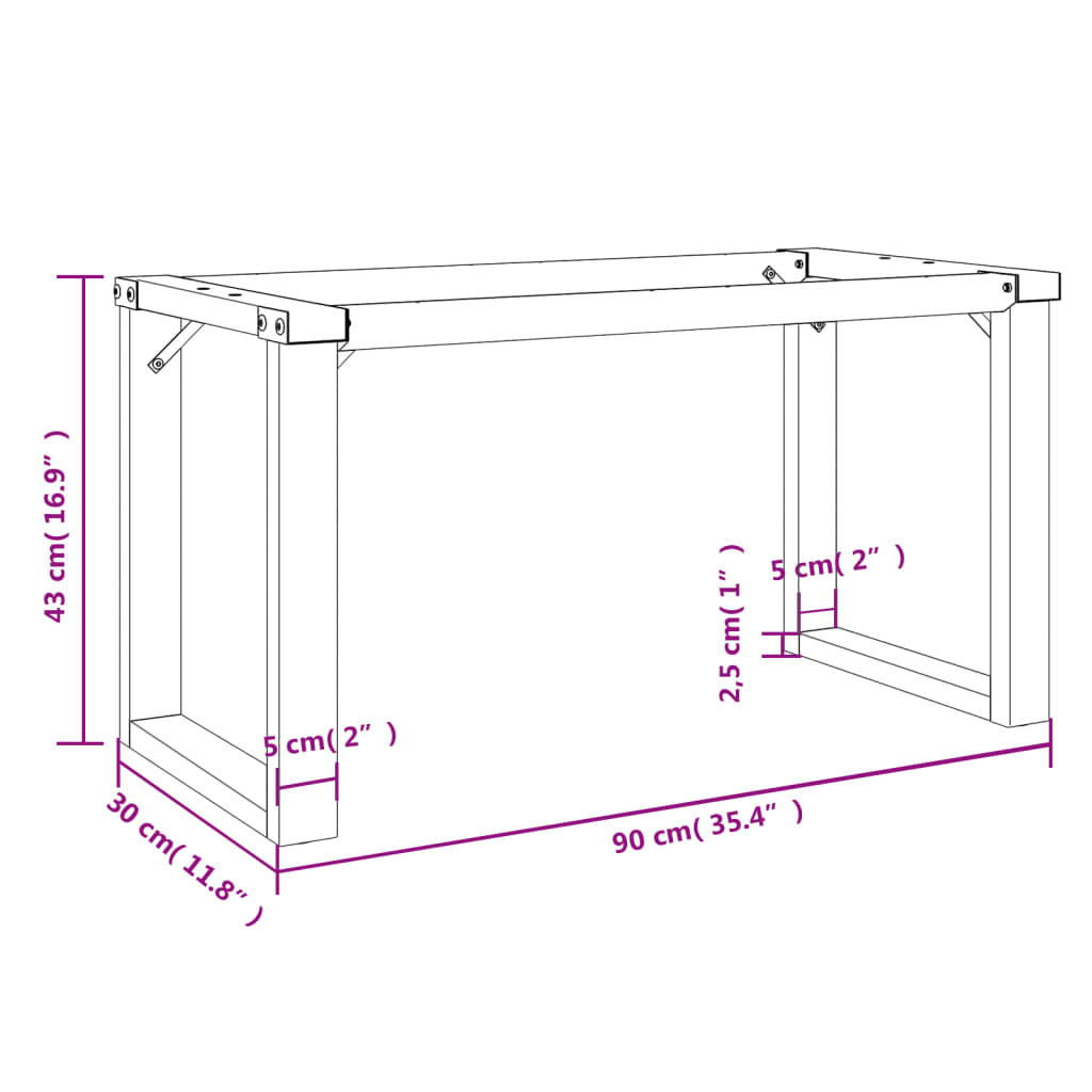 Picioare Măsuță de cafea O-Frame 90x30x43 cm Fontă - Lando