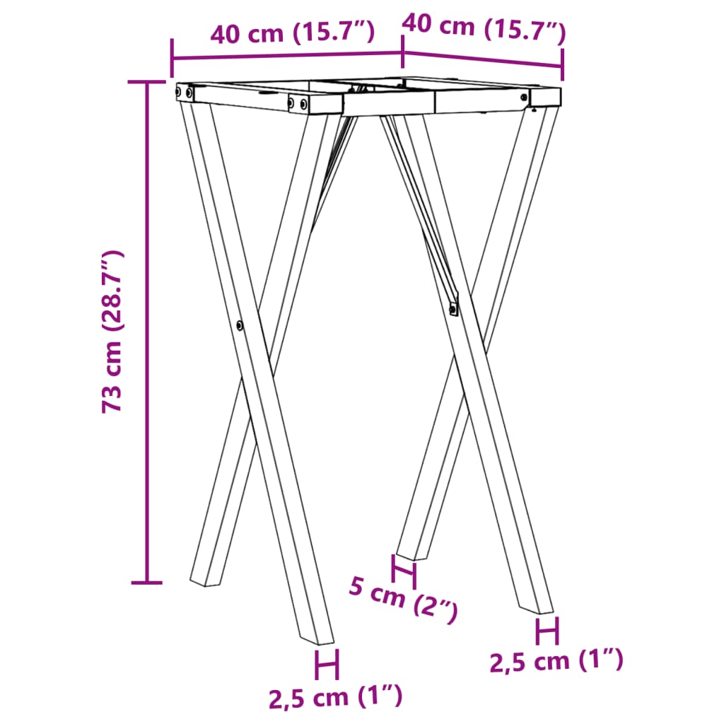 Picioare masă de sufragerie X-Frame 40x40x73 cm Fontă
