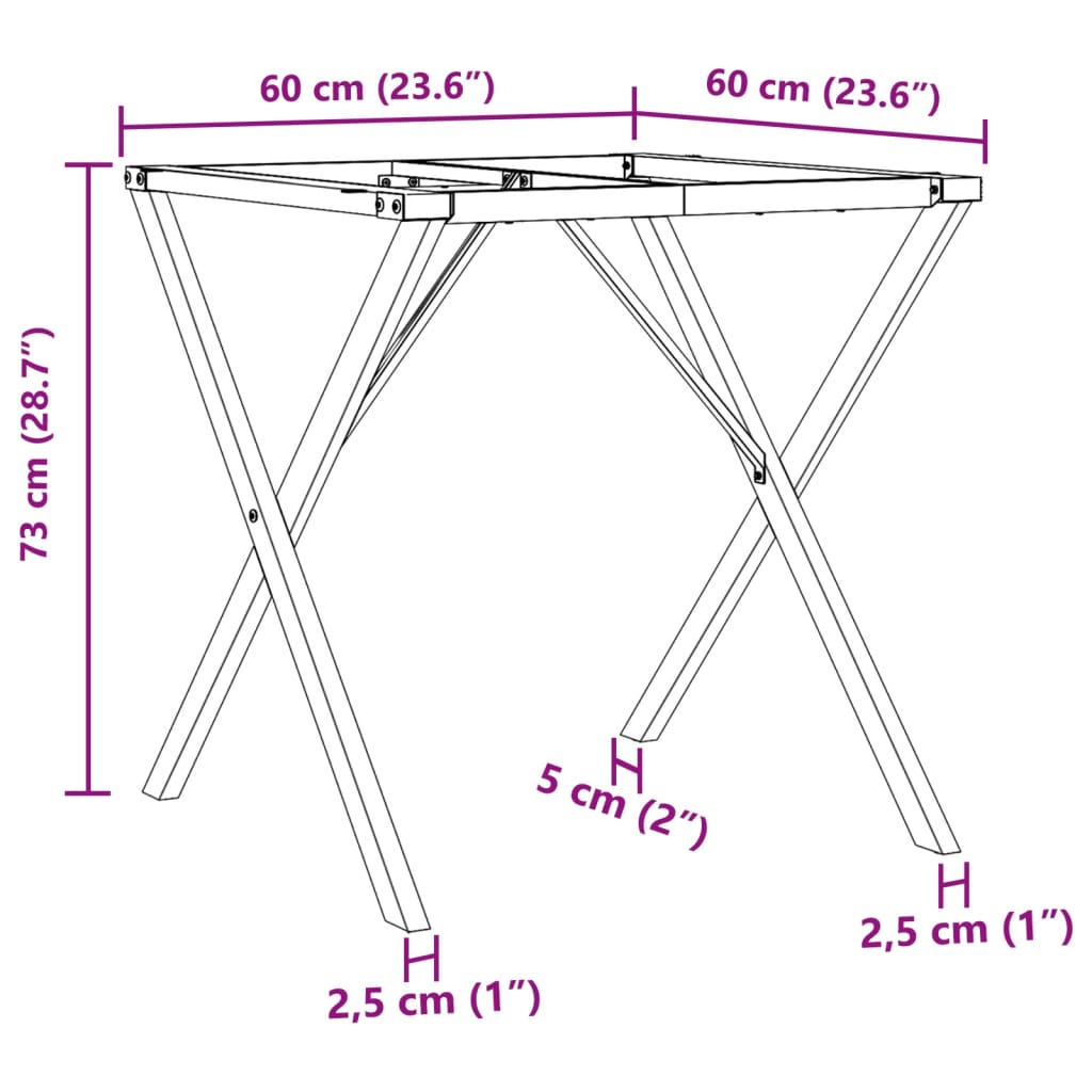 Picioare masă de sufragerie X-Frame 60x60x73 cm Fontă