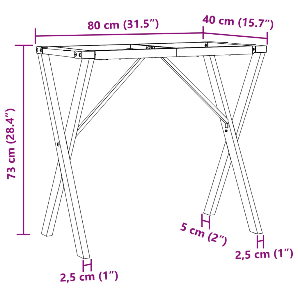 Picioare masă de sufragerie X-Frame 80x40x73 cm Fontă