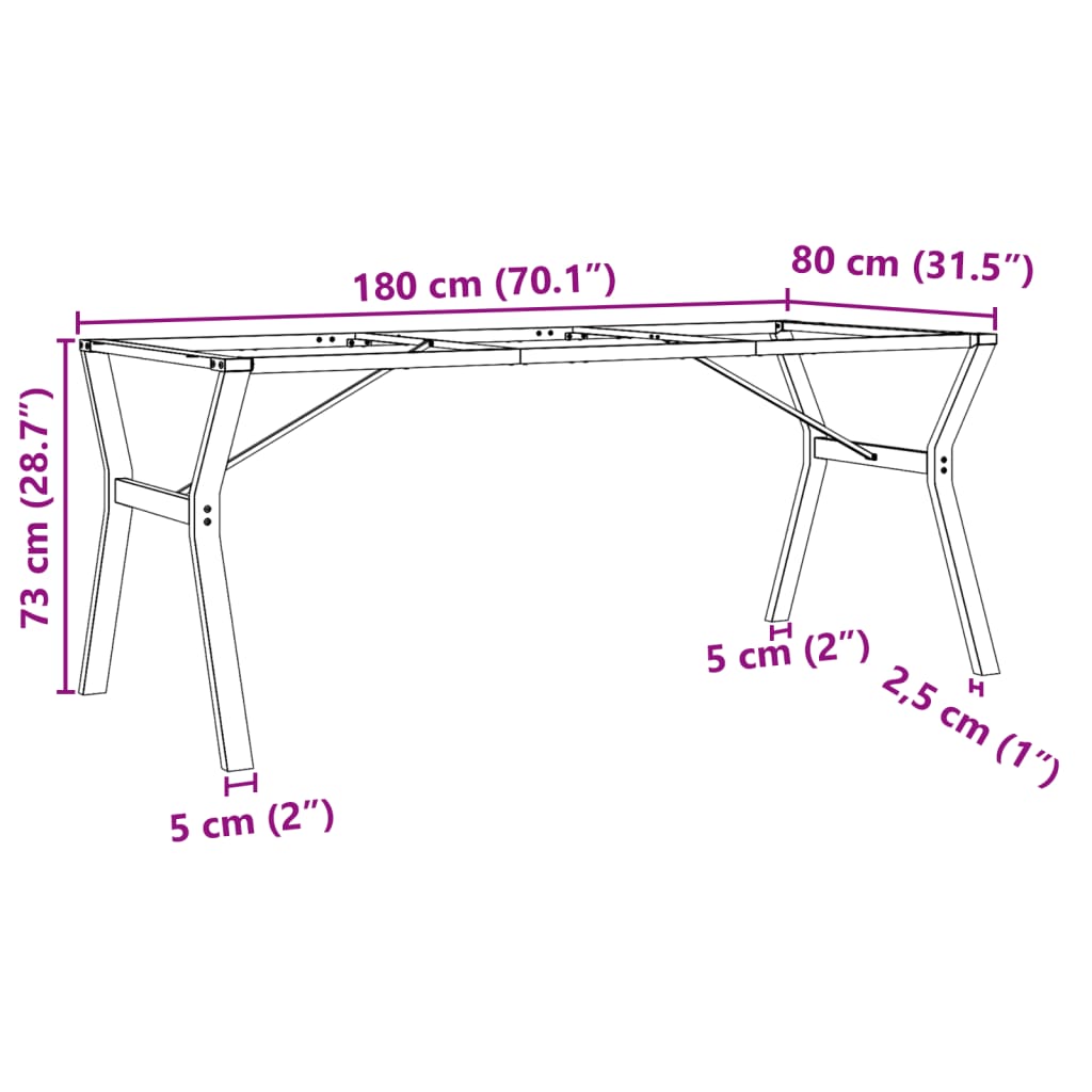 Picioare masă de sufragerie Y-Frame 180x80x73 cm Fontă