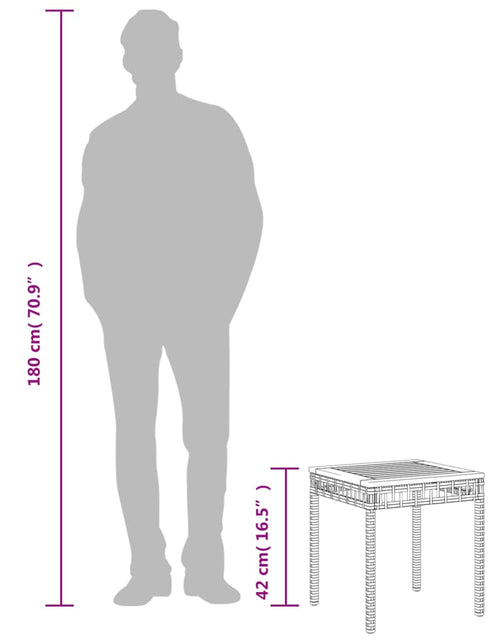 Загрузите изображение в средство просмотра галереи, Masă de grădină, bej, 38x38x42 cm, poliratan și lemn acacia

