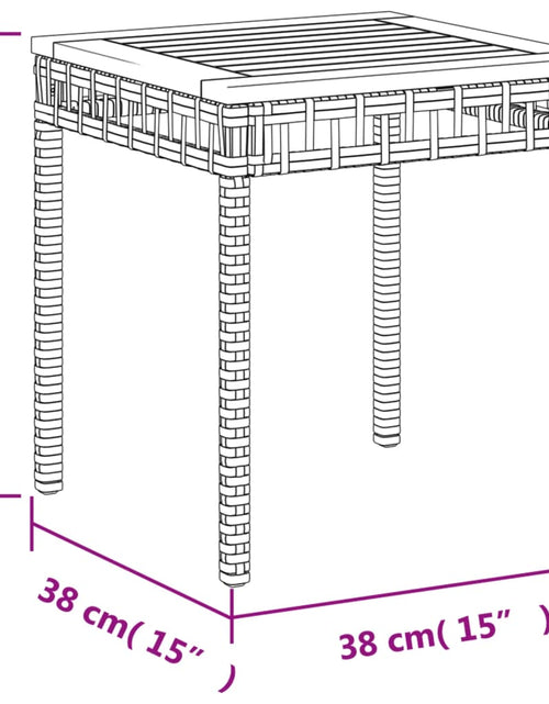 Загрузите изображение в средство просмотра галереи, Masă de grădină, bej, 38x38x42 cm, poliratan și lemn acacia
