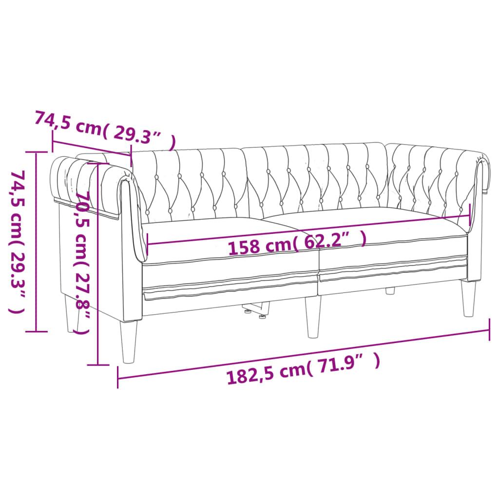 Set canapele, 2 piese, albastru, material textil