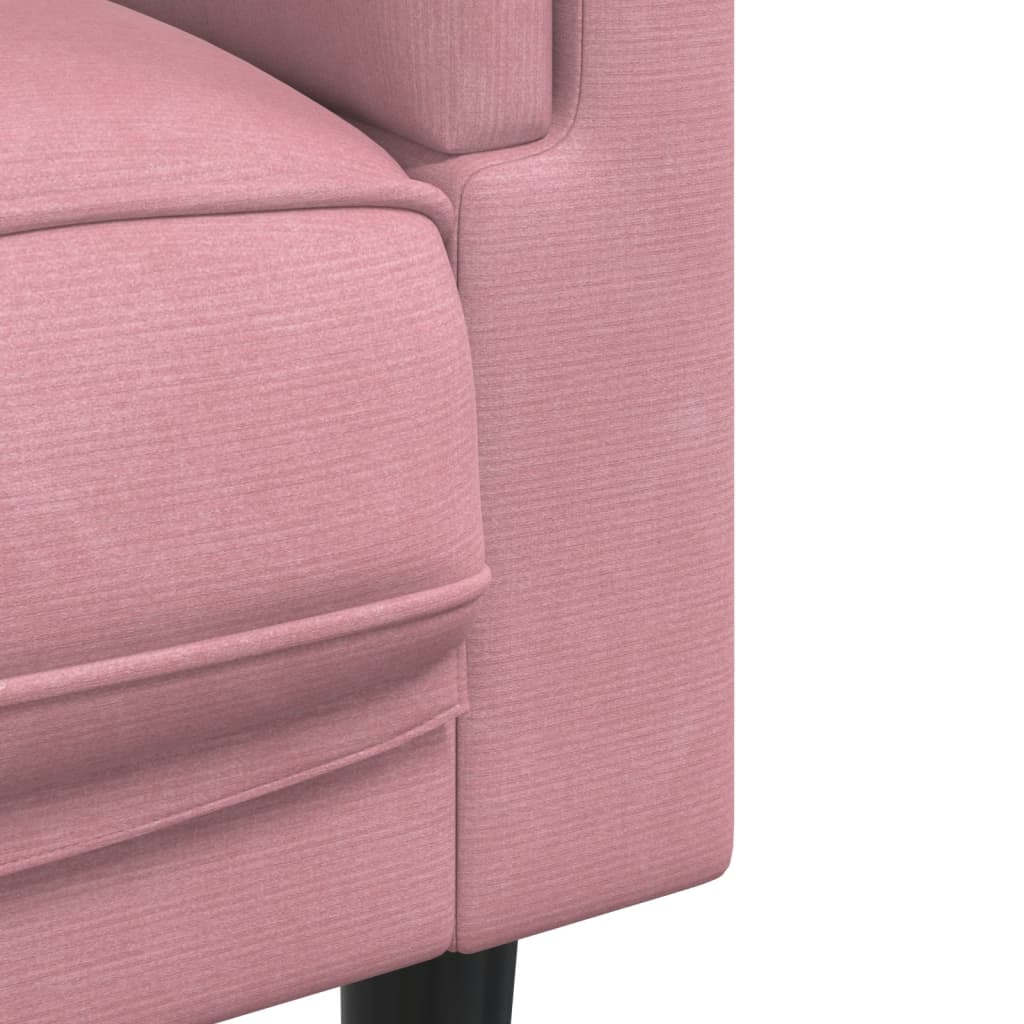 Set canapea cu perne, 3 piese, roz, catifea - Lando