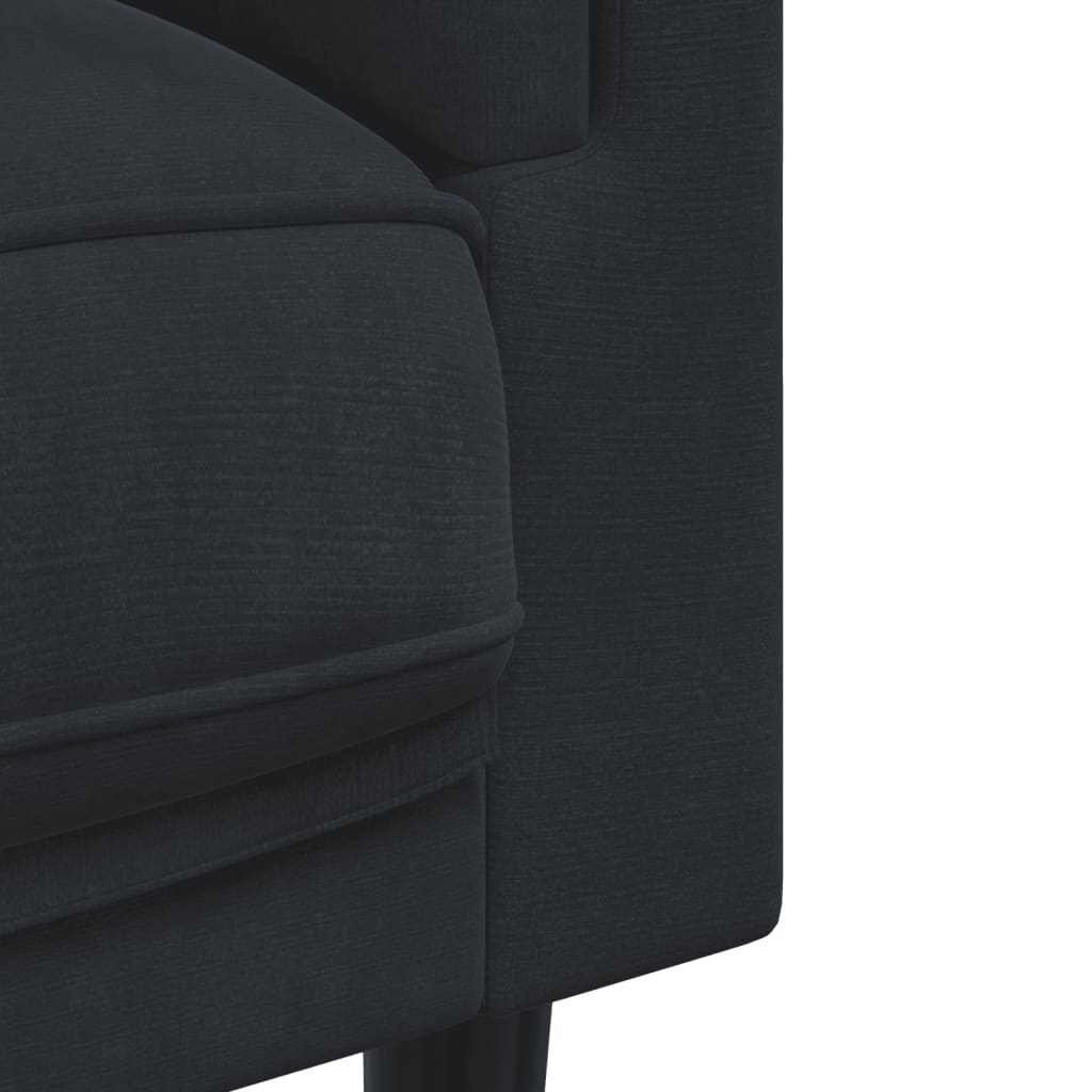 Set de canapele cu perne, 3 piese, negru, catifea - Lando