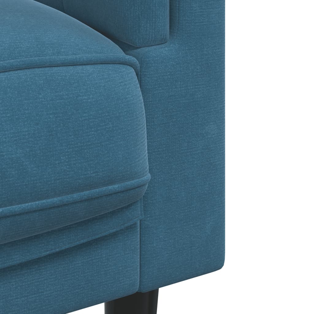 Set de canapele cu perne, 3 piese, albastru, catifea - Lando