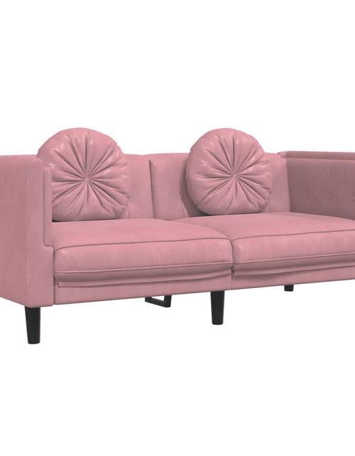 Încărcați imaginea în vizualizatorul Galerie, Set canapea cu perne, 2 piese, roz, catifea

