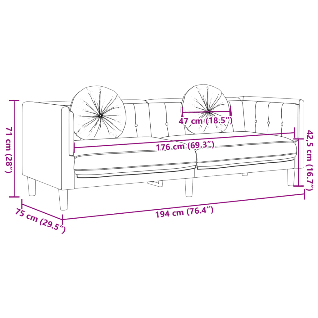 Set de canapele cu perne, 2 piese, maro, catifea - Lando