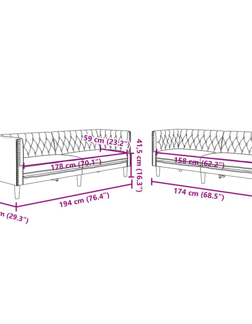 Încărcați imaginea în vizualizatorul Galerie, Set canapele Chesterfield cu 2 locuri, crem, piele eco.

