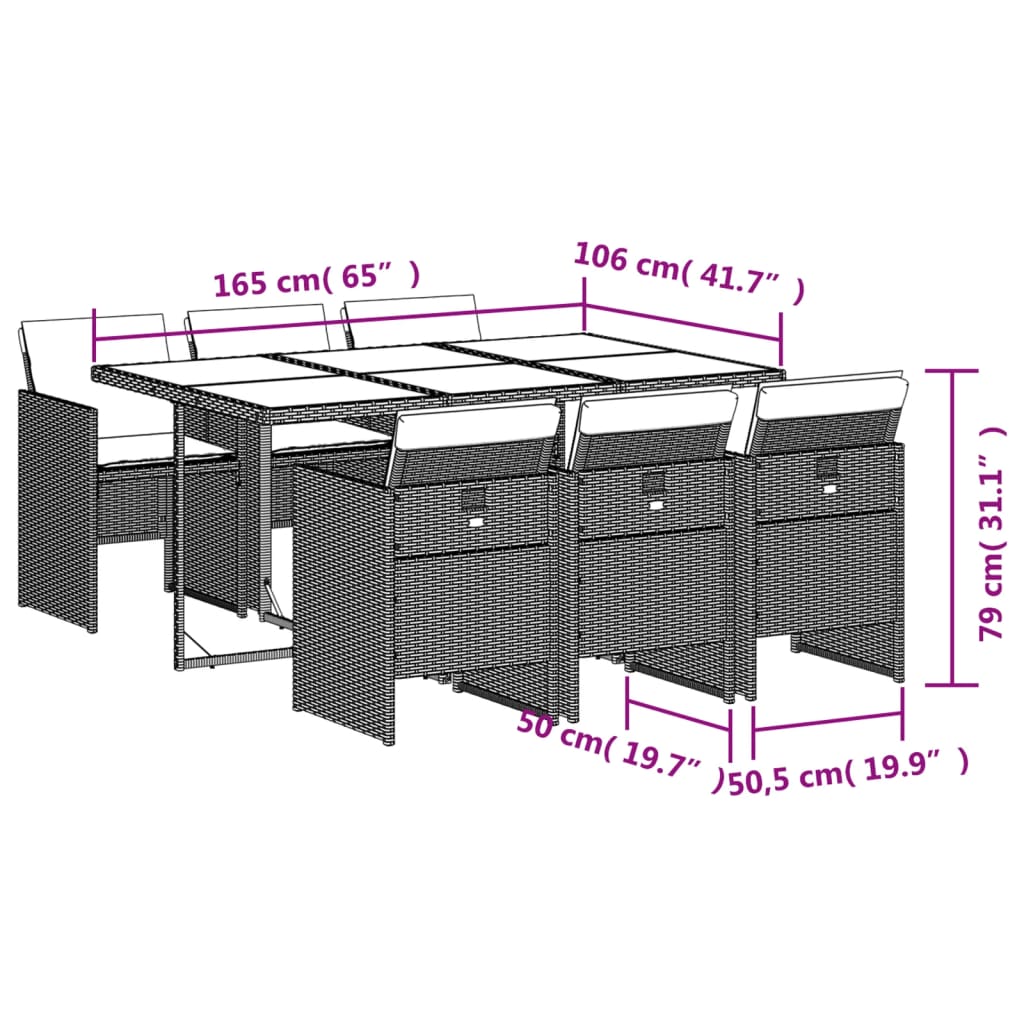 Set mobilier pentru grădină, 7 piese, cu perne, bej, poliratan