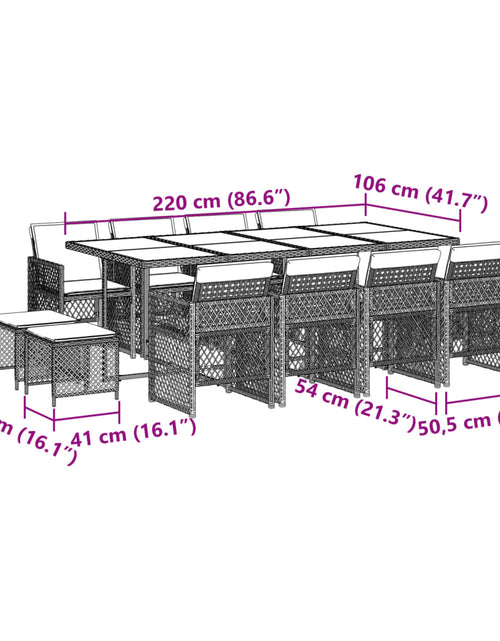 Загрузите изображение в средство просмотра галереи, Set mobilier de grădină cu perne, 13 piese, bej, poliratan
