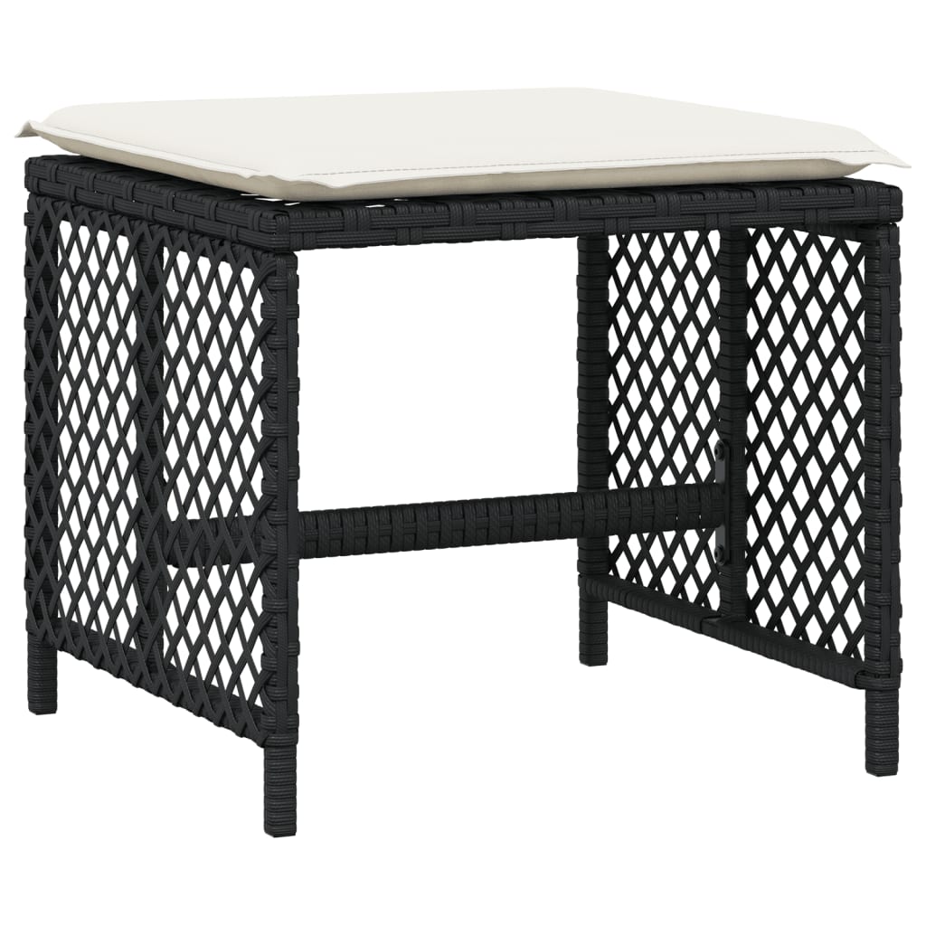 Set mobilier de grădină cu perne, 17 piese, negru, poliratan