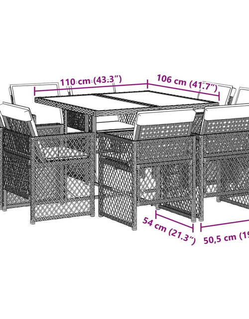 Загрузите изображение в средство просмотра галереи, Set de masă pentru grădină, 9 piese, cu perne, bej, poliratan
