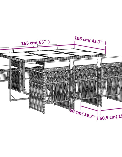 Încărcați imaginea în vizualizatorul Galerie, Set mobilier de grădină cu perne, 7 piese, negru, poliratan
