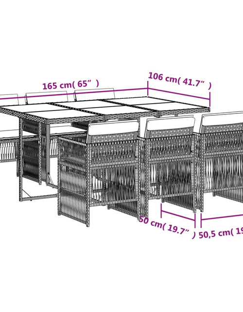 Încărcați imaginea în vizualizatorul Galerie, Set mobilier de grădină cu perne, 7 piese, maro, poliratan
