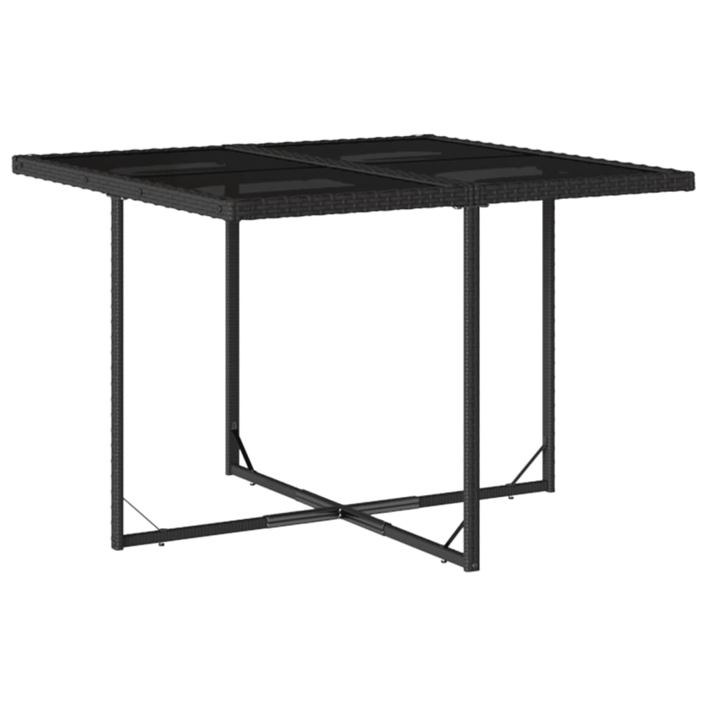 Set mobilier de grădină cu perne, 9 piese, negru, poliratan