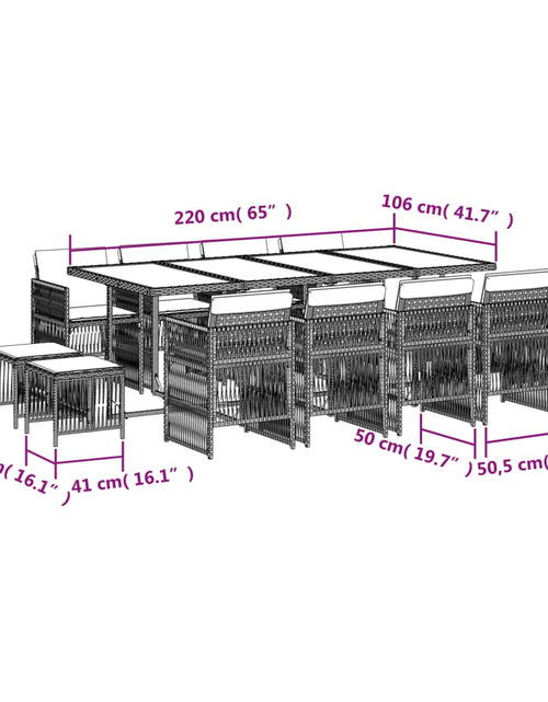 Загрузите изображение в средство просмотра галереи, Set mobilier de grădină cu perne, 13 piese, negru, poliratan
