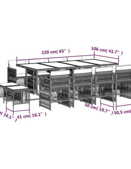 Încărcați imaginea în vizualizatorul Galerie, Set mobilier de grădină cu perne, 13 piese, bej, poliratan
