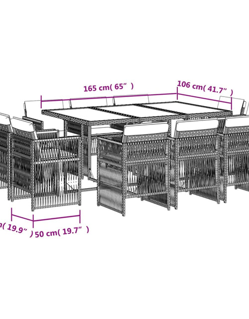 Загрузите изображение в средство просмотра галереи, Set mobilier grădină cu perne, 11 piese bej combinat poliratan
