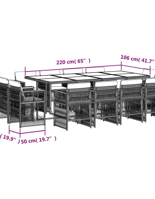 Загрузите изображение в средство просмотра галереи, Set mobilier grădină cu perne, 13 piese, bej combinat poliratan
