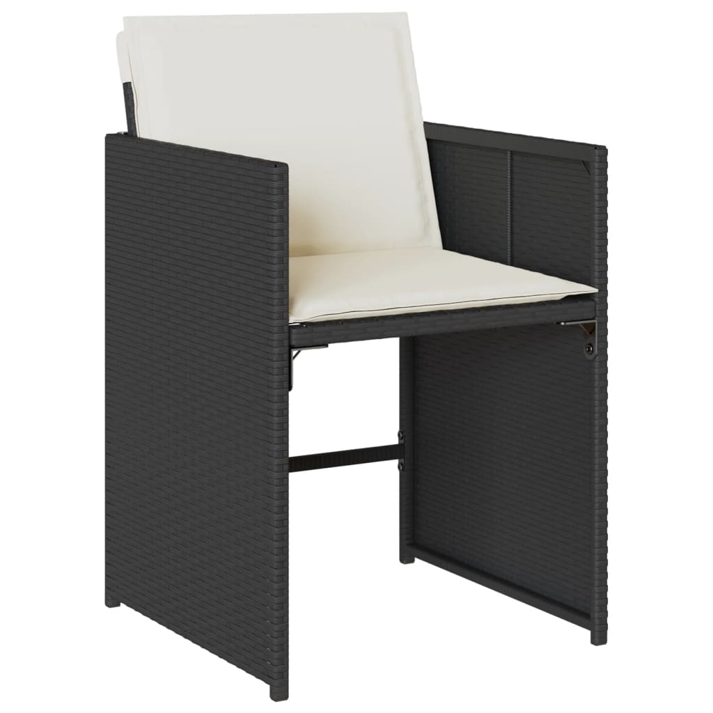 Set mobilier de grădină cu perne, 13 piese, negru, poliratan