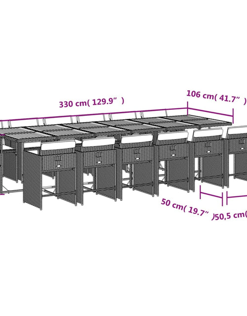 Încărcați imaginea în vizualizatorul Galerie, Set mobilier de grădină cu perne, 13 piese, negru, poliratan
