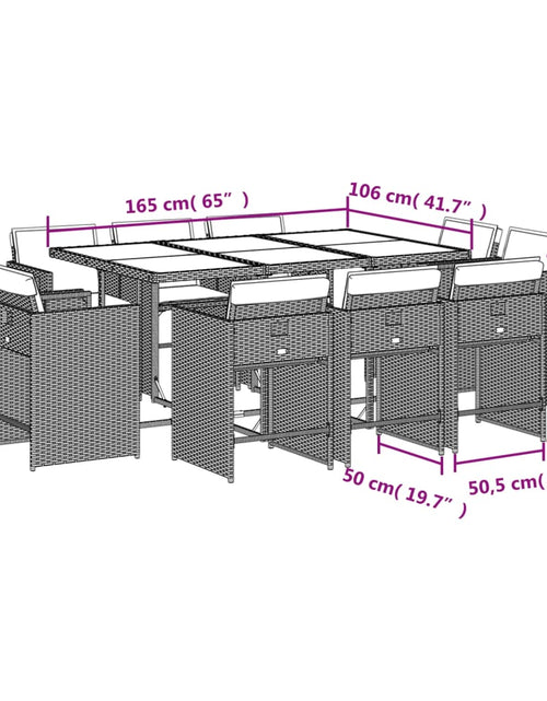 Загрузите изображение в средство просмотра галереи, Set mobilier grădină cu perne, 11 piese bej combinat poliratan
