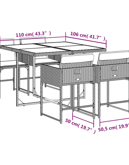 Загрузите изображение в средство просмотра галереи, Set mobilier de grădină cu perne, 5 piese, negru, poliratan
