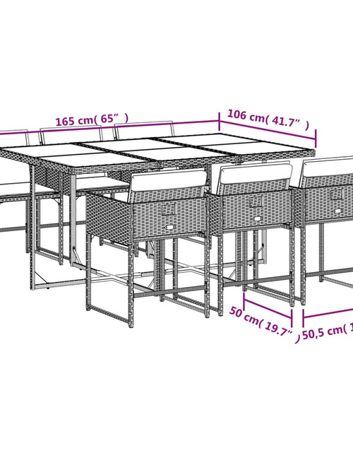 Загрузите изображение в средство просмотра галереи, Set mobilier de grădină cu perne, 7 piese, negru, poliratan
