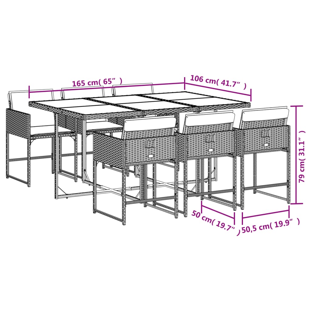 Set mobilier pentru grădină, 7 piese, cu perne, bej, poliratan