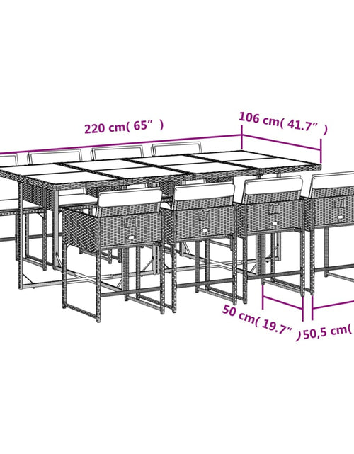 Загрузите изображение в средство просмотра галереи, Set mobilier de grădină cu perne, 9 piese, maro, poliratan
