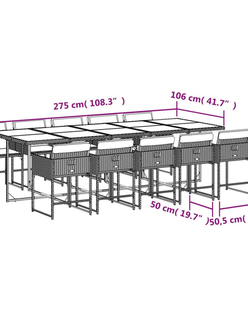 Загрузите изображение в средство просмотра галереи, Set mobilier de exterior cu perne, 11 piese, negru, poliratan
