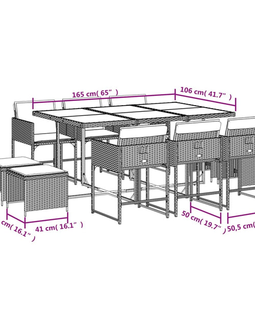 Загрузите изображение в средство просмотра галереи, Set mobilier de exterior cu perne, 11 piese, negru, poliratan
