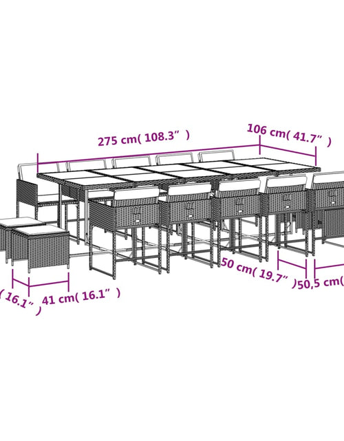 Загрузите изображение в средство просмотра галереи, Set mobilier de grădină cu perne, 15 piese, bej, poliratan
