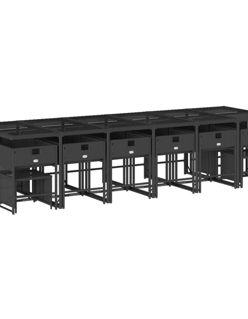Загрузите изображение в средство просмотра галереи, Set mobilier de grădină cu perne, 17 piese, negru, poliratan
