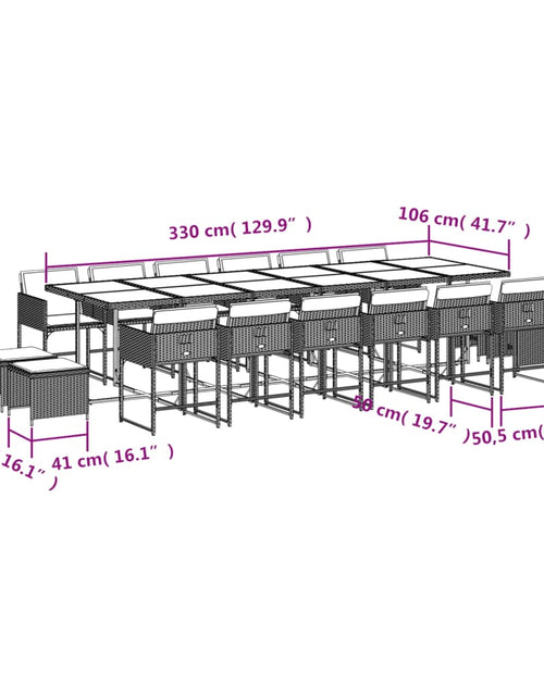 Încărcați imaginea în vizualizatorul Galerie, Set mobilier de grădină cu perne, 17 piese, negru, poliratan
