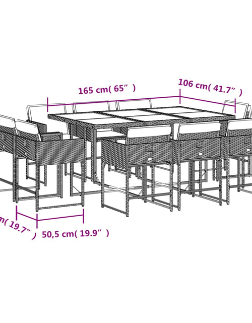 Загрузите изображение в средство просмотра галереи, Set mobilier grădină cu perne, 11 piese bej combinat poliratan
